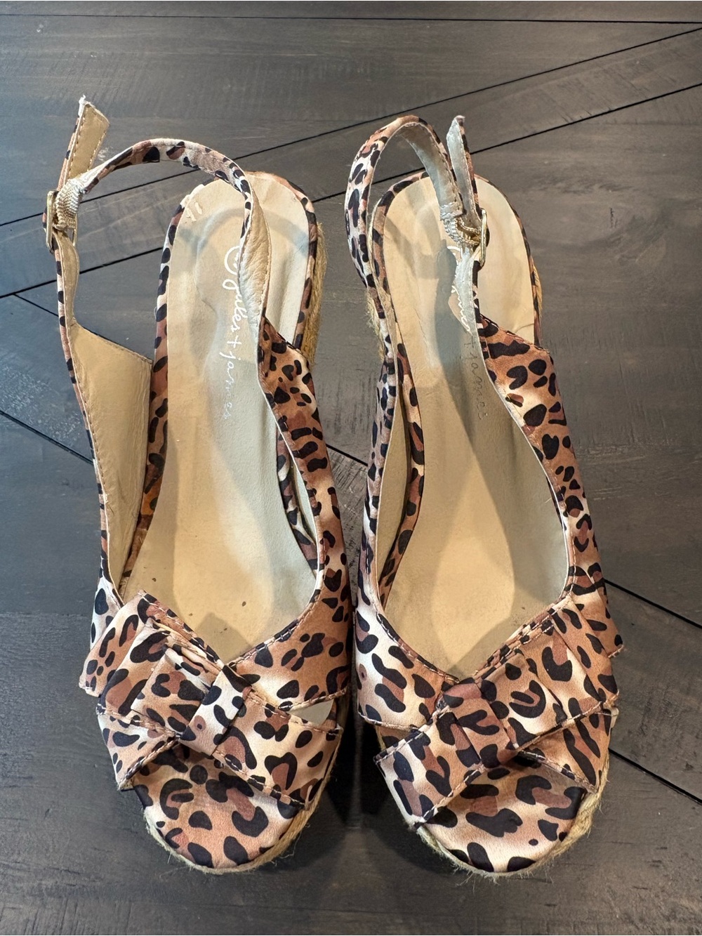Leopard Print Slingback Wedge Sandals - Tan/Brown